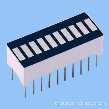 10-segment Bar Graph Array Display with Yellow Color, Gray Face and White Segments